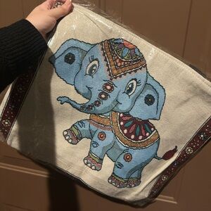 Elephant Embroidered Tote Bag